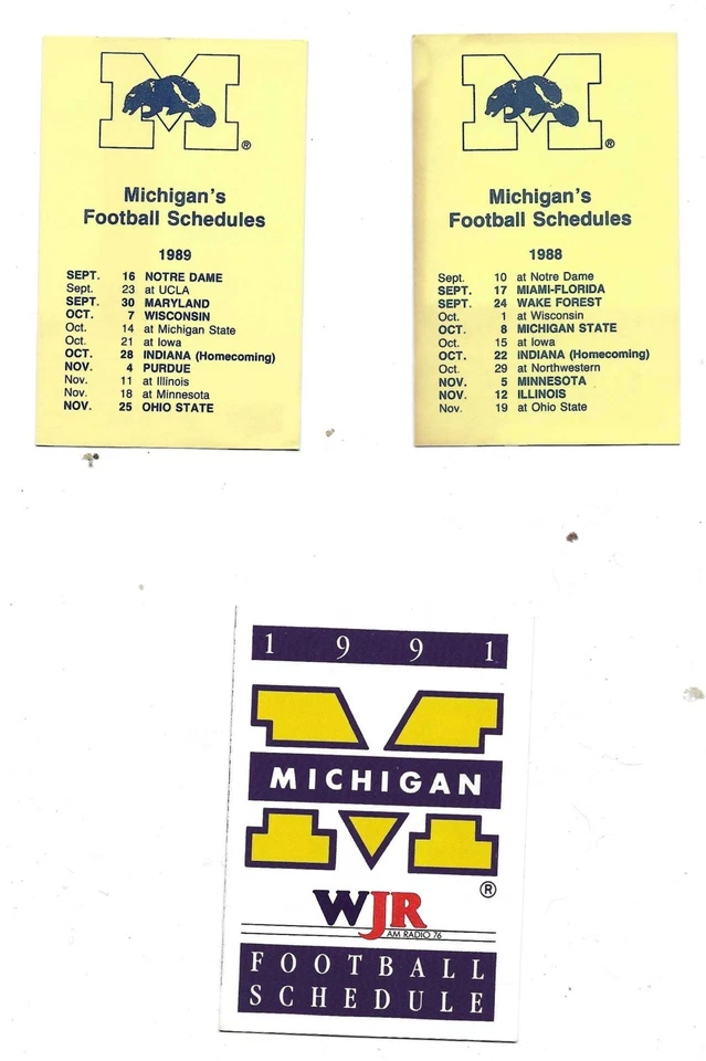 MICHIGAN WOLVERINE  FOOTBALL   SCHEDULE  /     1991 - Image 1 of 1