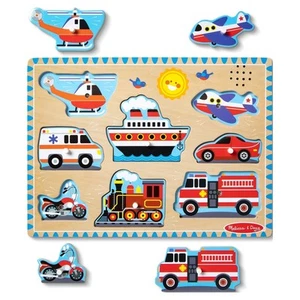 Melissa & Doug Vehicles Sound Puzzle - Wooden Peg Puzzle With Sound Effects... - Picture 1 of 1