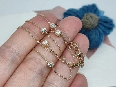 NEW Genuine Pandora Era Bezel 14k Gold Lab-grown Diamond Station Chain Necklace  - Image 1 of 4