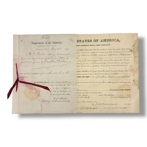 1860 James Buchanan War of 1812 Bounty Land Patent Kansas Widow Catharine Cook - Picture 1 of 12