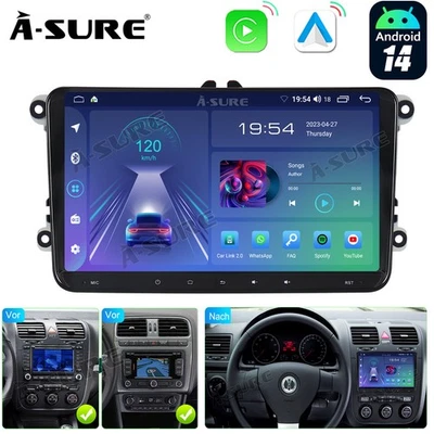 Android 14 Autoradio CarPlay GPS Navi Für VW Golf 5 6 Passat Touran Caddy Jetta - Bild 1 von 4