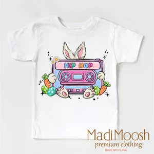 Hip Hop Easter Bunny Shirt - Kids Retro Easter Tee - Picture 1 of 8
