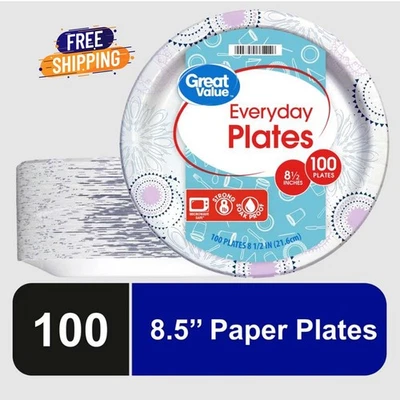 Platos de papel desechables diarios de 8,5" de gran valor, 100 unidades Foto 1 de 4