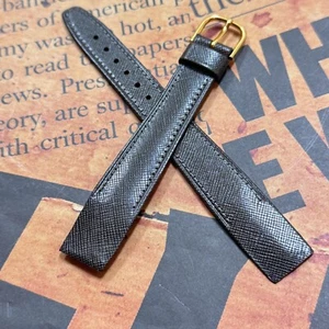 Correa de reloj vintage abierta de 17 mm de cuero cosido gris para un solo guardián NOS - Imagen 1 de 8