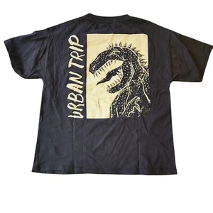 Zara Boys T-Shirt Short Sleeve Black Urban Trip Dinosaur Size 11-12 EUC - Picture 1 of 6
