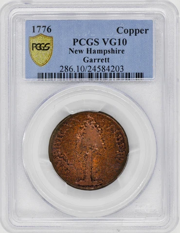 1776 COPPER NEW HAMPSHIRE PCGS MS 10 Cover