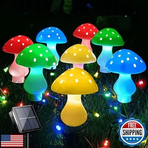 Upgraded Outdoor Solar Garden Lights, 8 Pack 50 LED Mushroom Outdoor 8 Modes - Picture 1 of 5