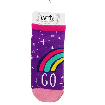 Wit! Ankle Socks Women Boy Go Away Rainbow Stars Purple Pink Red Green NEW NWT - Image 1 of 4