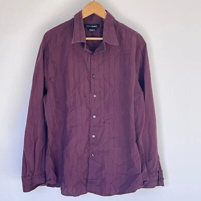 Camisa John Henry Para Hombre Talla 2XL Marrón Rayas Verticales Calce Moderno Abotonada Foto 1 de 4