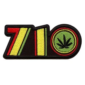 710 Rasta Cannabis Oil Patch Weed Stoner Embroidered Iron On - Picture 1 of 2