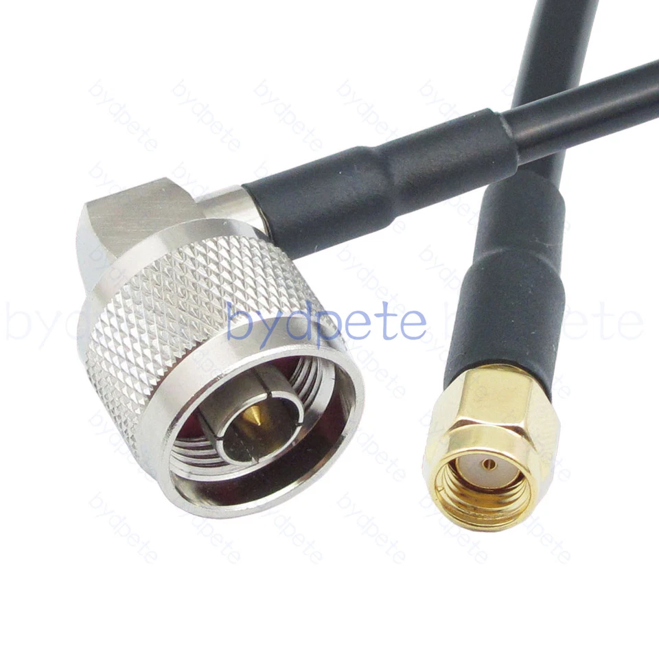 N Type male 90 degree right angle to RP-SMA male RF RG58 Coaxial Coax cable Lot - Image 1 of 1