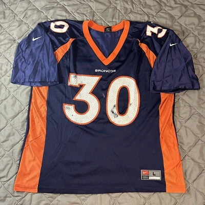 Camiseta de fútbol americano vintage Nike Denver Broncos para hombre grande azul Terrell Davis NFL Foto 1 de 4