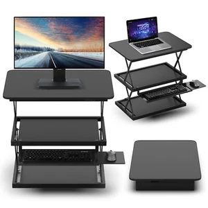 Tall Height Adjustable Sit Stand Up Desk Conversion Standing Riser with Keyboard - Picture 1 of 9