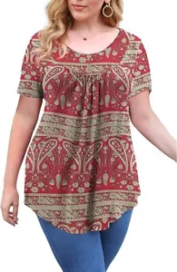 CPOKRTWSO Women's Plus Size Casual Tunic Tops Floral Blouse 1X - Picture 1 of 3