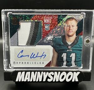 2016 Panini Unparalleled Carson Wentz RPS Rookie Autograph Jersey /25 Eagles