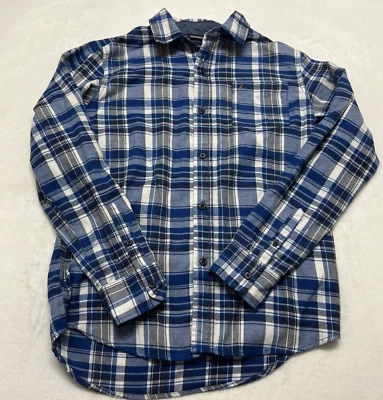 EUC Nautica Boys L 14/16 Plaid Flannel Button Up Shirt Blue Long Sleeve - Image 1 of 4