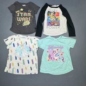 Girls Character T-Shirts Size 4-6 Star Wars Disney My Little Pony Hero Lot Of 4 - Picture 1 of 11