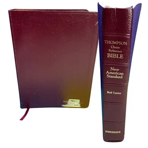 NASB Thompson Chain Reference Study Bible Burgundy Leather 1993 Indexed - Picture 1 of 9
