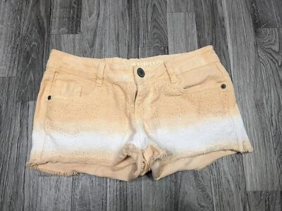 Mossimo Supply Co Junior Size 7 Eyelets Orange White Ombre Stretchy Short Shorts - Image 1 of 4