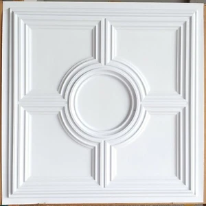 Ceiling tile Faux tin decor Barber saloon wall panel PL37 White matte 10pcs/lot - Picture 1 of 15