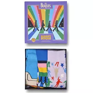 Paquete de 3 calcetines The Beatles Happy Socks para mujer conjunto de calcetines de regalo de algodón UK4-7 unisex - Imagen 1 de 6