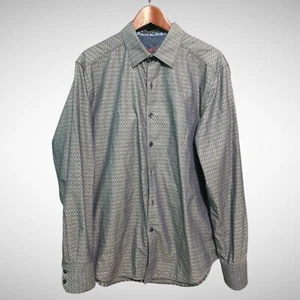Robert Graham Shirt Mens Large Long Sleeve Button Down Gray Geometric Pre Owned  - Picture 1 of 7