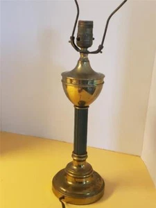 Vintage Electric Lamp Light Green Brass Metal Candlestick Table Non Working Cord - Picture 1 of 1