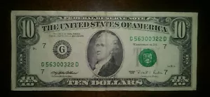 1995 $10 Dollar Note Federal Reserve of Chicago G56300322D - Picture 1 of 2