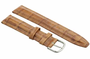 Uhren Armband Leder mittelbraun 18 mm Dornschließe silberfarben - Picture 1 of 2