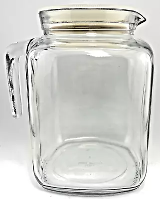 Bormioli Rocco Clear Glass Water Pitcher With Lid Square 80 Oz Italy - Image 1 of 4