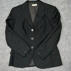 Barneys New York  Wool Blazer Womens Size 10 Black Three Button Jacket Coat