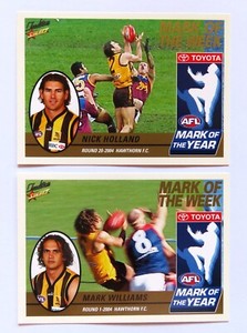 2005 Select Tradition AFL MARK OF THE YEAR Cards: HOLLAND & WILLIAMS (Hawthorn)