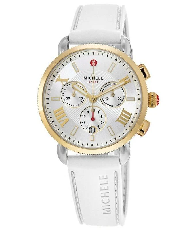 Michele Sport Sail Gold-White Silicone Strap 38mm Women's Watch MWW01P000017