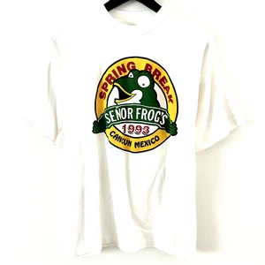 Camiseta Vacaciones Primavera Talla 2XL 1993 Senor Frogs Blanca Cancún México Vintage Años 90 - Imagen 1 de 20