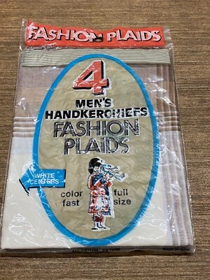 Paquete de 4 pañuelos clásicos de algodón a cuadros de moda vintage para hombre NOS RN13960 Foto 1 de 3