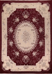 Dark Maroon Aubusson Design Floral 10x13 ft. Turkish Living Room Large Rug - Picture 1 of 18