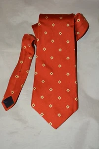 Brooks Brothers Orange with White and Yellow Accent Tie Pure Silk Made in USA - Picture 1 of 12
