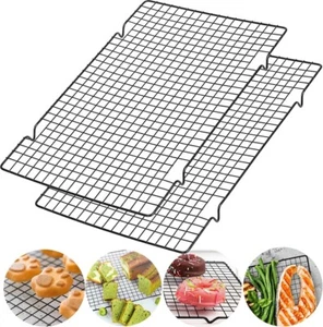 2xMetal Wire Cooling Tray Rack Cake Bread Biscuit Non Stick Shelf Baking Kitchen - Picture 1 of 16