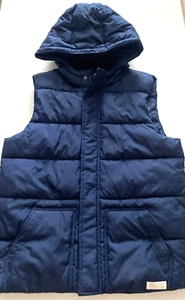 GAP Navy Blue Hooded Puffer Vest Jacket Fleece Lined Hood Pockets Size XXL - Picture 1 of 5