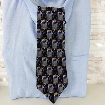 J GARCIA Corbata Cuello Para Hombres Azul Seda Diseñador Tejido Vestido Traje Vivo Preppy Artista Foto 1 de 4