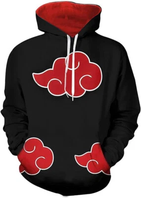 Anime Naruto Akatsuki Nube Sudadera con Capucha Sudadera Pull-Over Suéter Camisa con Capucha NEGRO Foto 1 de 4