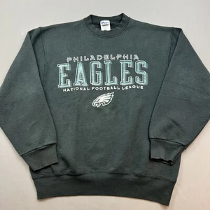 Pro Player Philadelphia Eagles Sweatshirt Crewneck Black Spellout Faded Large - Picture 1 of 9