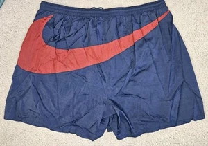 Nike Shorts Men's XLarge Blue Swim Big Swoosh Retro Running Lined Vintage - Picture 1 of 5