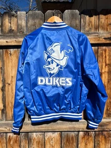 Vintage Large West Ark Dukes Albuquerque Baseball Satin Jacket Royal Blue - Picture 1 of 9