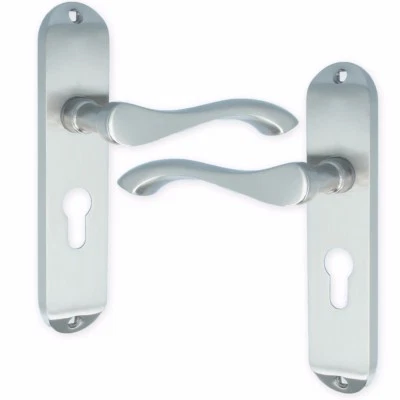 SATIN INTERNAL EUROPA EURO LOCK DOOR HANDLES Modern Interior Lever Latch Plate - Image 1 of 2