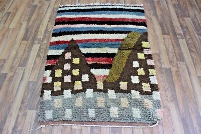 Berber Shaggy Teppich 5x3,44 FT Beni Ourain Vorleger Marokkanischer Teppich B... - Bild 1 von 4