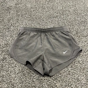 Nike Shorts Girls XS Gray Lined 2.5" Swoosh Logo DriFit Running Gym Training - Picture 1 of 10