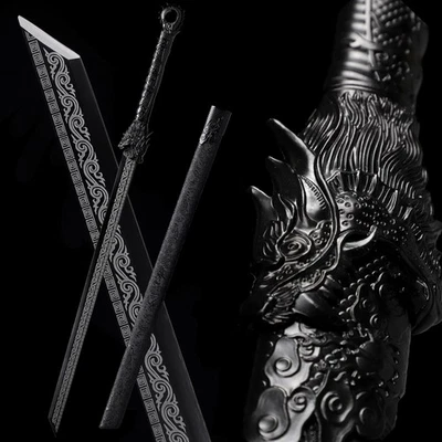 40-дюймовый острый японский самурайский меч черный дракон ниндзято 1095 из углеродистой стали - Изображение 1 из 4