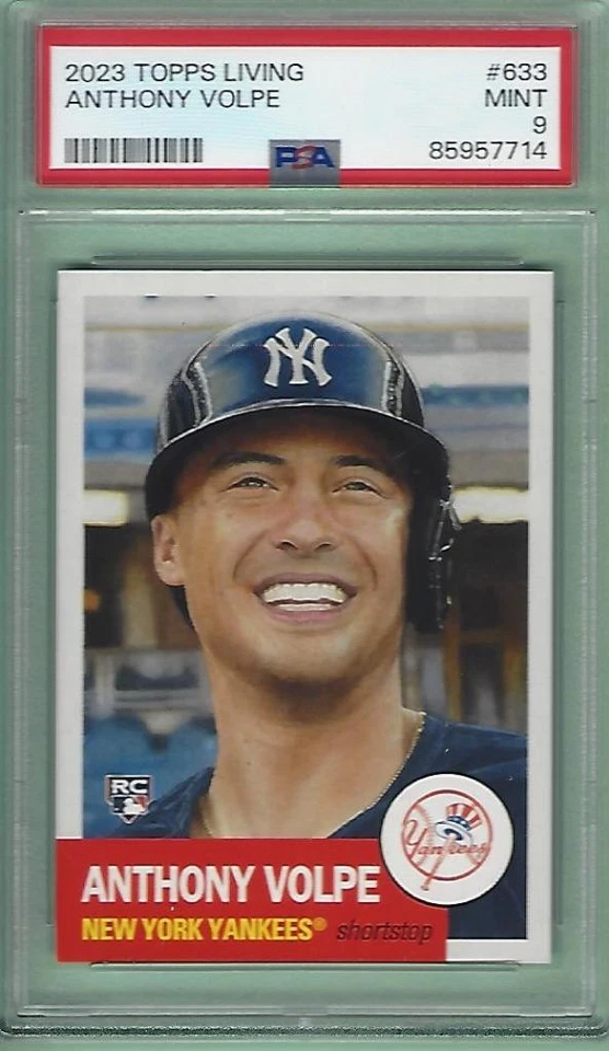 2023 TOPPS LIVING ANTHONY VOLPE ROOKIE CARD #633 NY YANKEE PSA MINT 9 - Image 1 of 2