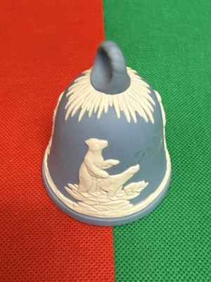 Vintage 1980 Wedgwood New Year Bell Pale Blue White Jasperware Polar Bears - Image 1 of 3